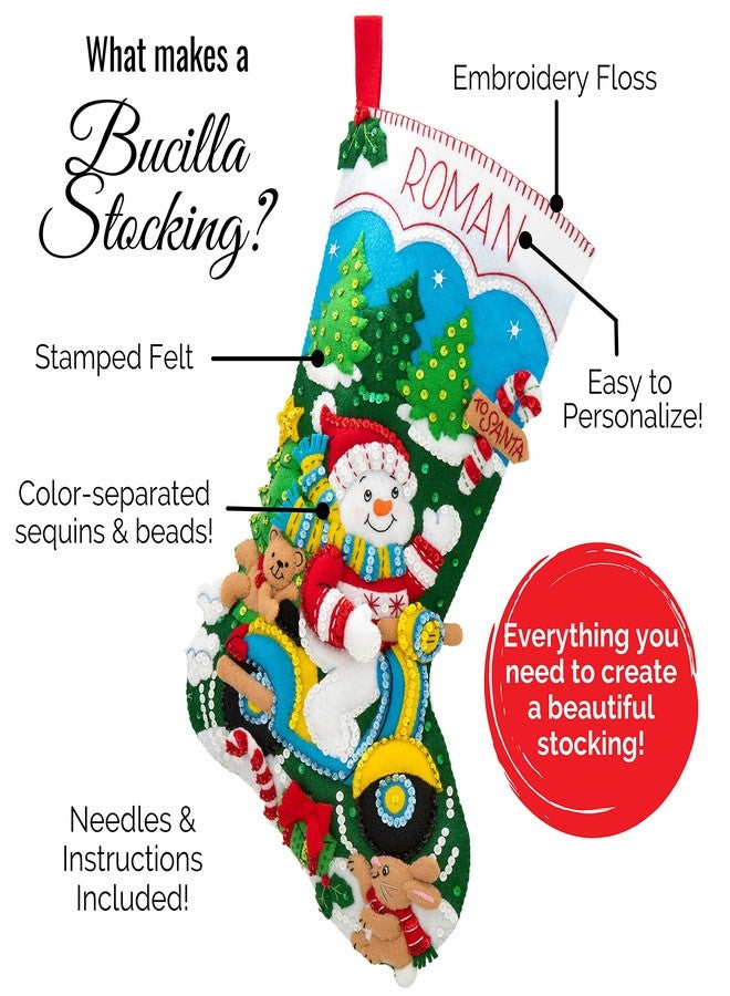 Bucilla Felt Applique Stocking Kit Santa Choir Practice, 18" - Image 3