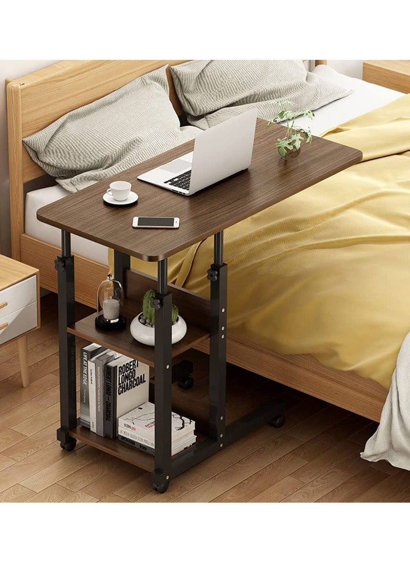DubaiGallery - Side Table NAN C-Shaped, Metal Frame MDF Simple Tea for Hotel Famous and Famous Special-Shaped Table, White/Walnut Color - Image 1