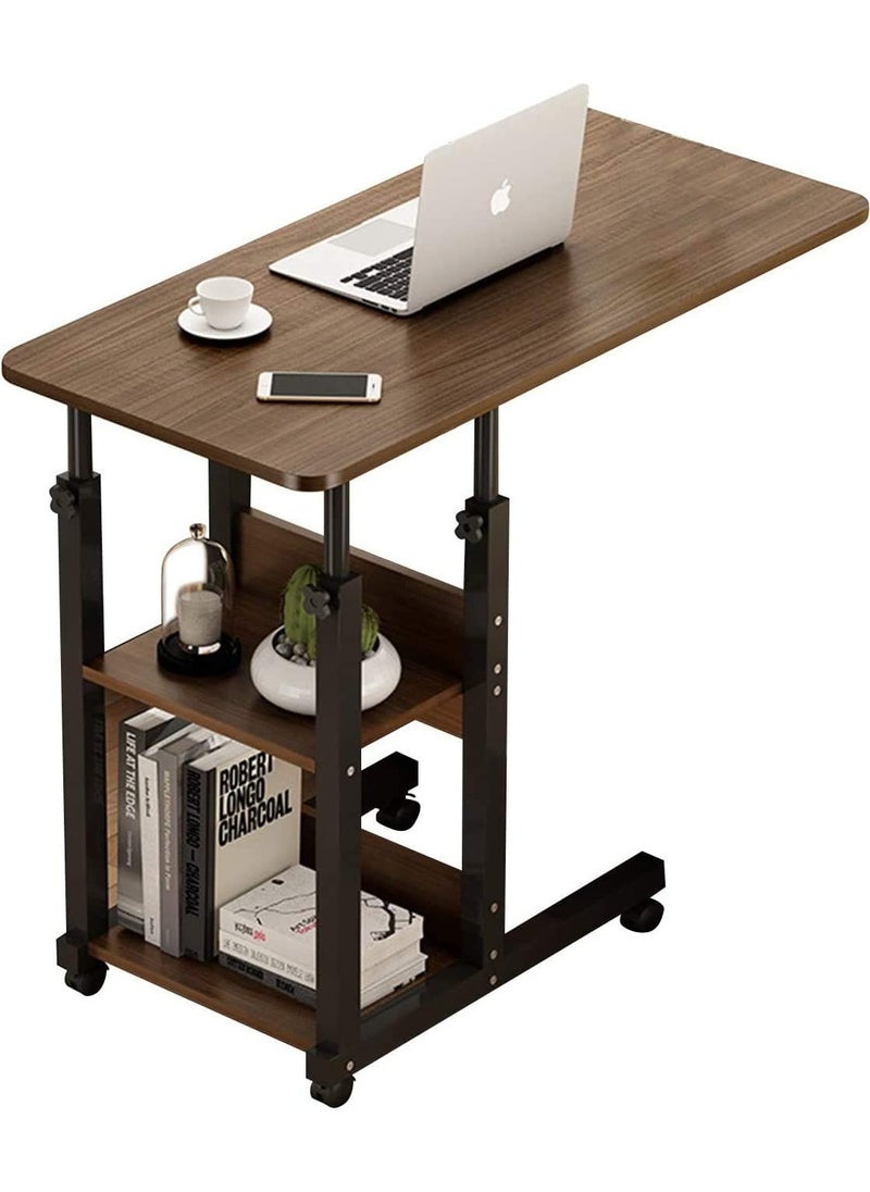 DubaiGallery - Side Table NAN C-Shaped, Metal Frame MDF Simple Tea for Hotel Famous and Famous Special-Shaped Table, White/Walnut Color - Image 1