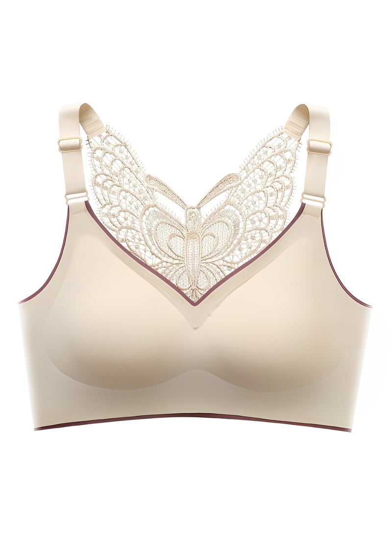 REOCLE Women's Wire-Free Push Up Bra Seamless Front Closure Lace Butterfly Daily Bra Butterfly Embroidery Front Closure Bra Adjustable Butterfly Back Bras - Image 2