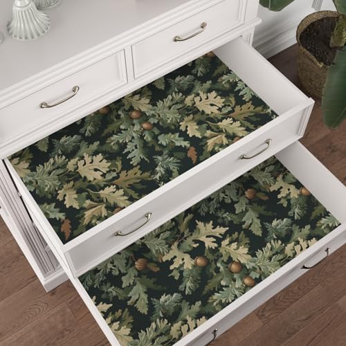 VOLEAAR Dark Green Forest Acorn Wallpaper, Casual Oak Leaves & Acorns Botanical Design Removable Wall Paper for Cubicle Bathroom Cabinet, Waterproof Contact Paper Mural Wall Art Decor 17.5In x 118In - Image 5