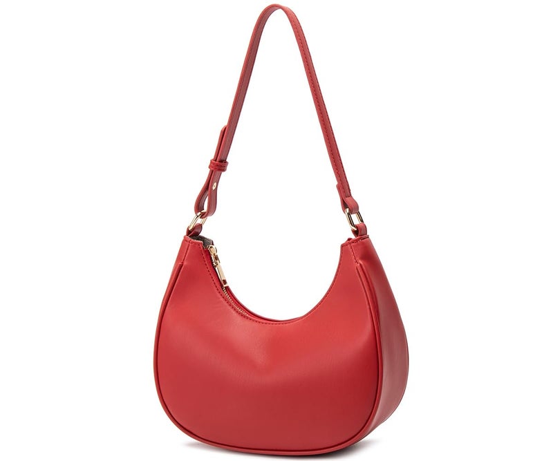 WSRYDJDL Crescent Shoulder Bags for Women Cute Hobo Tote Handbag Under the Arm Purses Mini Clutch Purse with Zipper Closure (Red) - Image 2