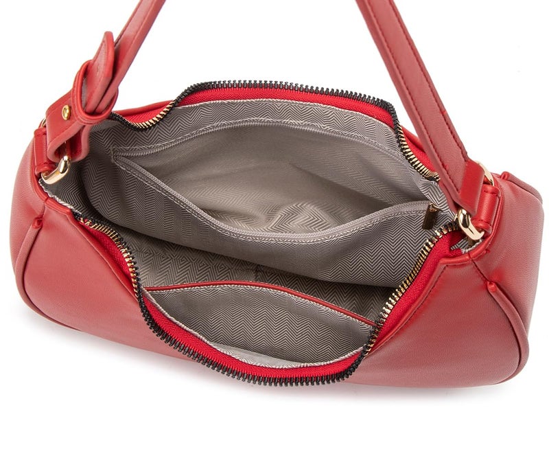 WSRYDJDL Crescent Shoulder Bags for Women Cute Hobo Tote Handbag Under the Arm Purses Mini Clutch Purse with Zipper Closure (Red) - Image 5