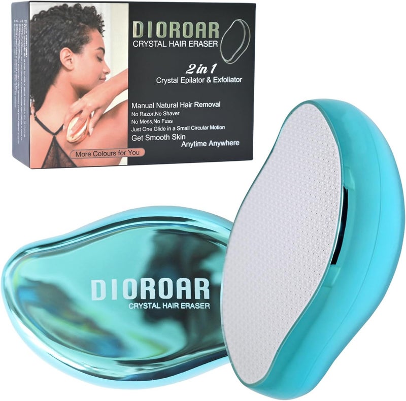 DIOROAR ممحاة الشعر الكريستالية، مزيل الشعر الكريستالي المطور، جهاز إزالة الشعر بالنانو الزجاجي الفيزيائي، مزيل الشعر غير المؤلم ومقشر للبشرة للحصول على بشرة ناعمة حريرية سريعة (أزرق محيطي) - Image 1