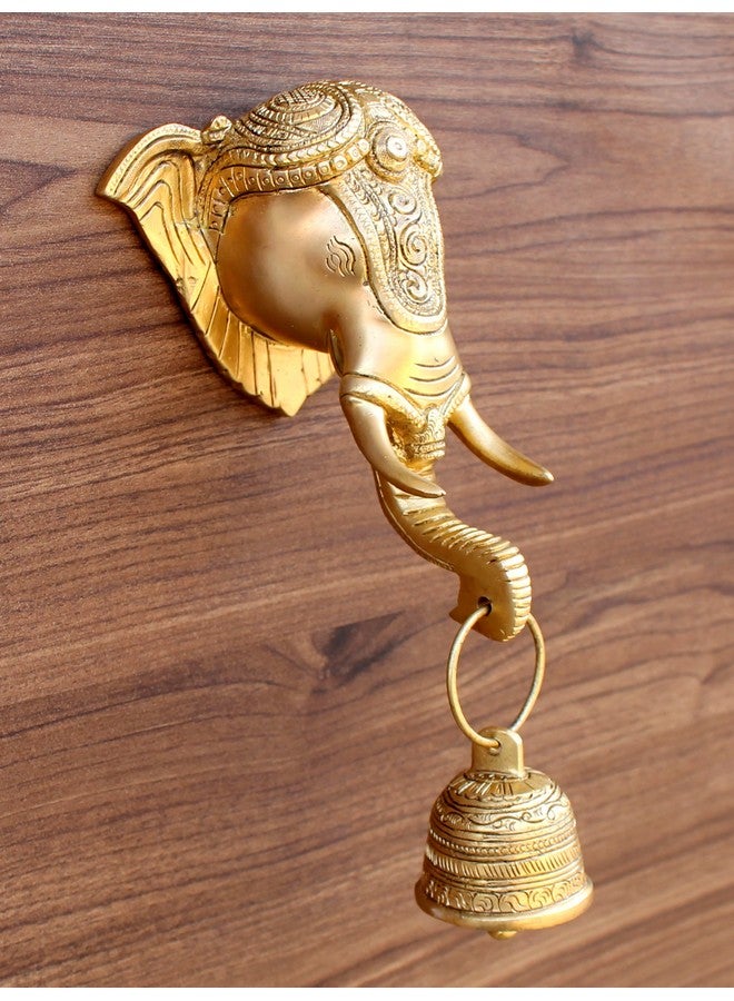 StonKraft Beautiful Elephant Face Door Knocker/ Door Decor With Brass Bell For Door Decor and Wall Decor - Image 2