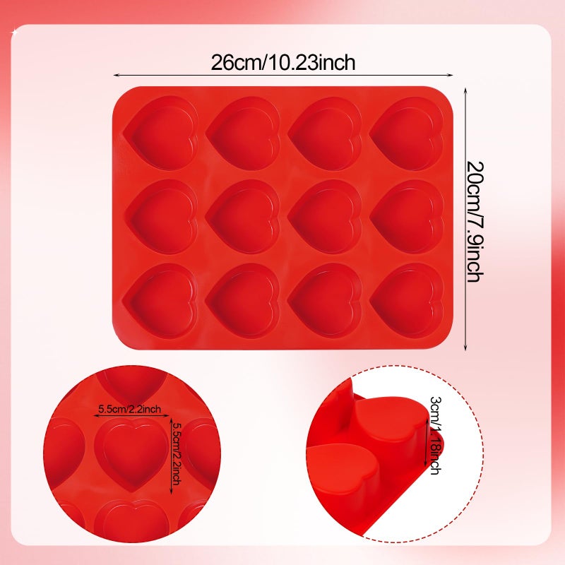 Yolyoo 2 Pack Silicone Heart Muffin Pan Nonstick Silicone Molds for Making Muffin Cakes Baking Brownies and Cupcake Pan - Image 2