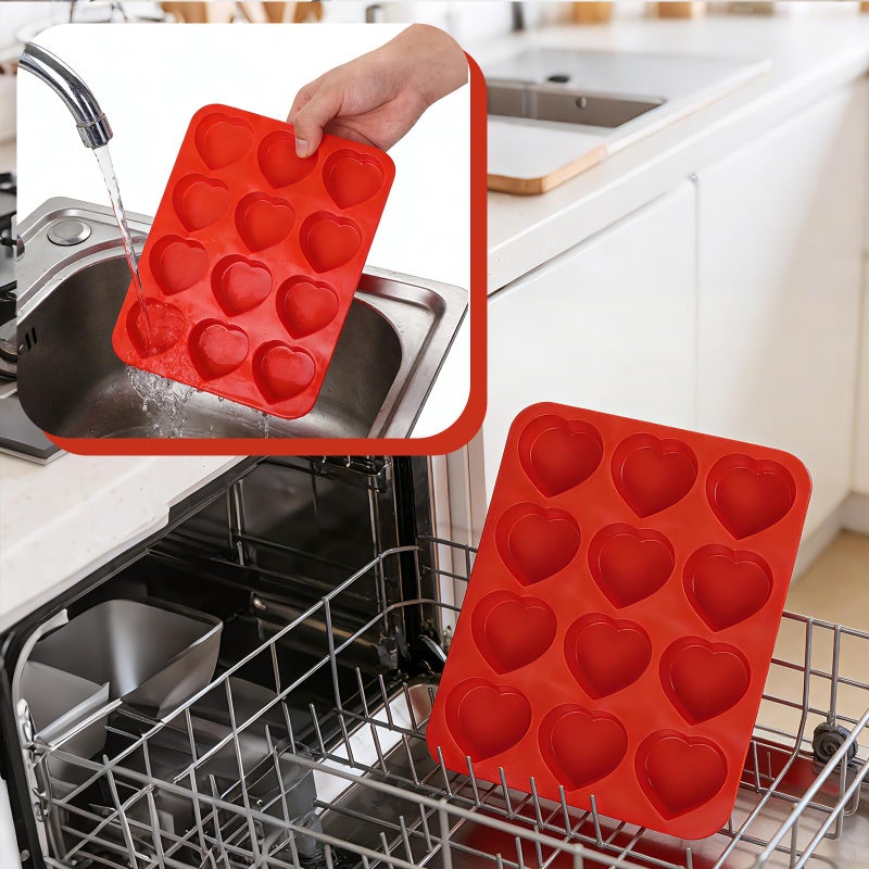 Yolyoo 2 Pack Silicone Heart Muffin Pan Nonstick Silicone Molds for Making Muffin Cakes Baking Brownies and Cupcake Pan - Image 4