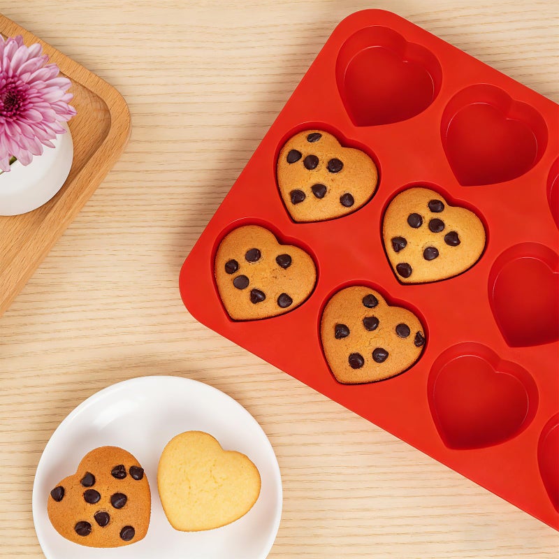 Yolyoo 2 Pack Silicone Heart Muffin Pan Nonstick Silicone Molds for Making Muffin Cakes Baking Brownies and Cupcake Pan - Image 3