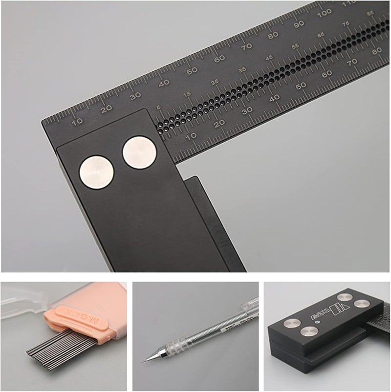Flexible anti-break Multi-Function Woodworking Gauge Parallel Line Marker Point Carpenter Ruler AluminumAlloy Layout Tool Liquid tight joint - Image 3