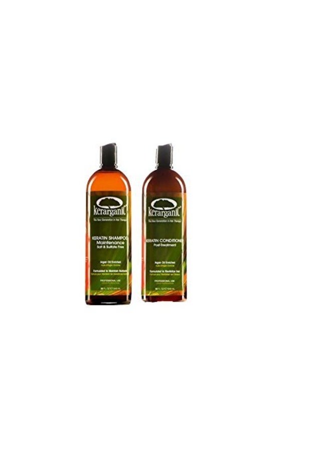 kerarganic ORGANIC KERATIN POST-TREATMENT SET - SALT & SULFATE FREE SHAMPOO 32oz + CONDITIONER 32oz