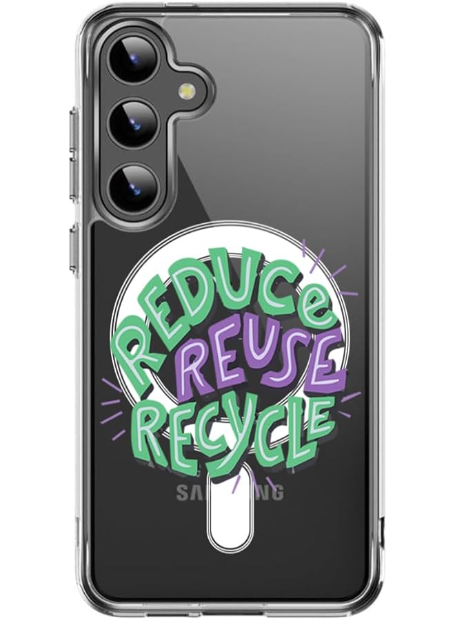 جراب مغناطيسي لهاتف Samsung Galaxy S24 مقاس 6.2 بوصة متوافق مع الشحن اللاسلكي Magsafe غطاء ممتص للصدمات للهاتف قابل لإعادة الاستخدام وتقليل الاستخدام متعدد الألوان Mcmspngdsgs24A542