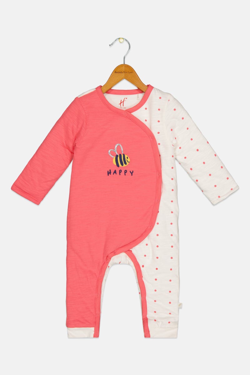 Hamleys Toddlers Girl Embroidered Long Sleeve Rompers, Multicolor - Image 1