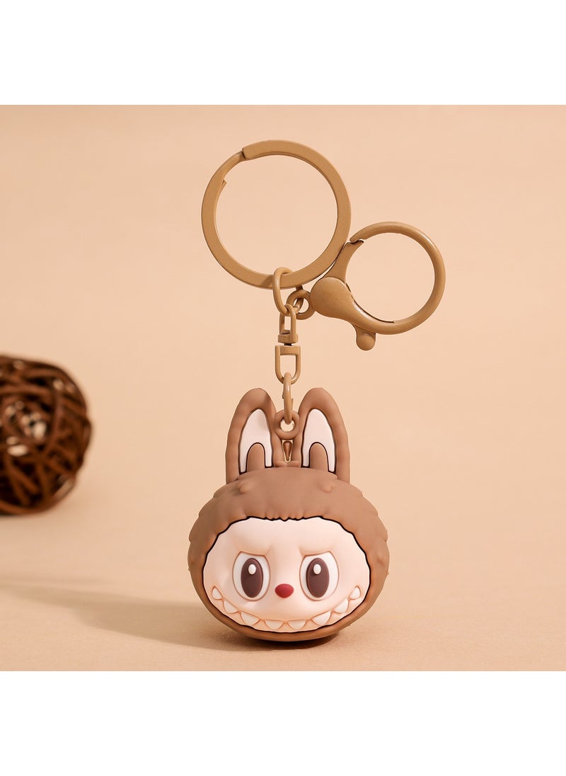 Generic Cute Labubu Keychain 3D Pony Charm for Backpacks Teeth rabbit-[brown] 