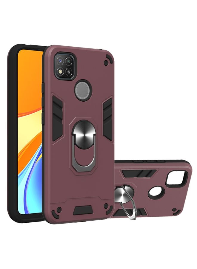 BGM Case Cover For Xiaomi Redmi 9C Armour Series PC + TPU Protective Case with Ring Holder Wnie Red
