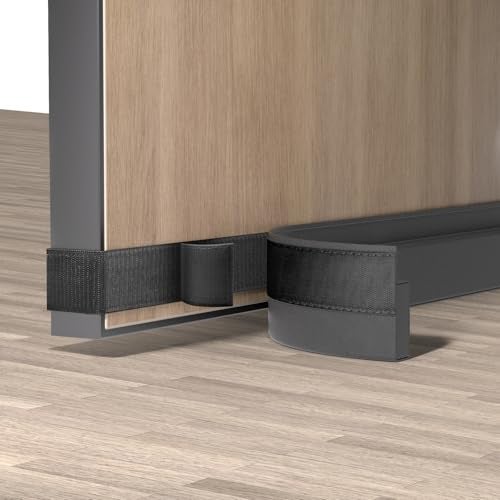 JUJIBL Door Draft Stopper for Bottom of Door, Under Gap Filler Stripping Seal Soundproof, Light and Dust Blocking Exterior & Interior Hook & Loop Strip Easy to Install (Black, 36 inch) - Image 1
