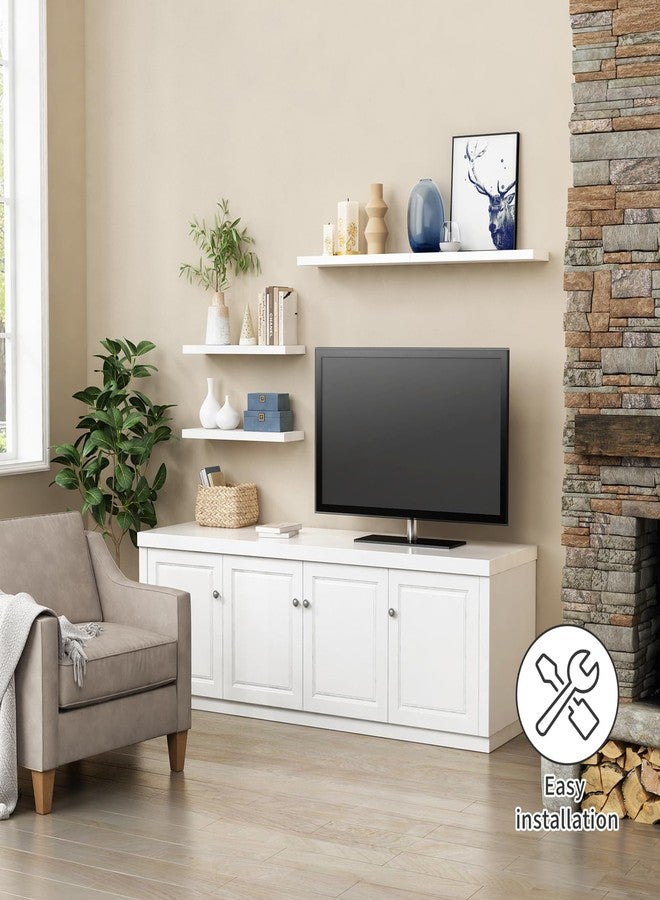 Forbena White Floating Shelves for Wall Decor, 24 Inches Long Wall Shelves for Bedroom Storage, Large Deep Hanging Shelves for Bathroom Office Laundry Living Room Book Kitchen Closet -Set of 3 - Image 4