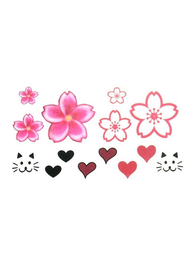 Oottati Small Cute Temporary Tattoo Flowers Heart Cat Finger (Set of 2) - Image 2