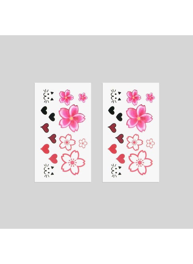 Oottati Small Cute Temporary Tattoo Flowers Heart Cat Finger (Set of 2) - Image 4