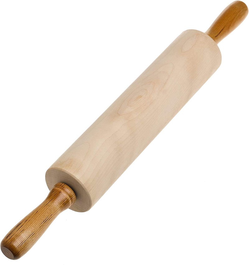 Bamber Wood Rolling Pin for Baking Small Wooden Rolling Dowel Stick Dough Roller for Cookie Dumpling Pastry Pizza Tortilla, 13.4'' by 1.2'' - Image 1