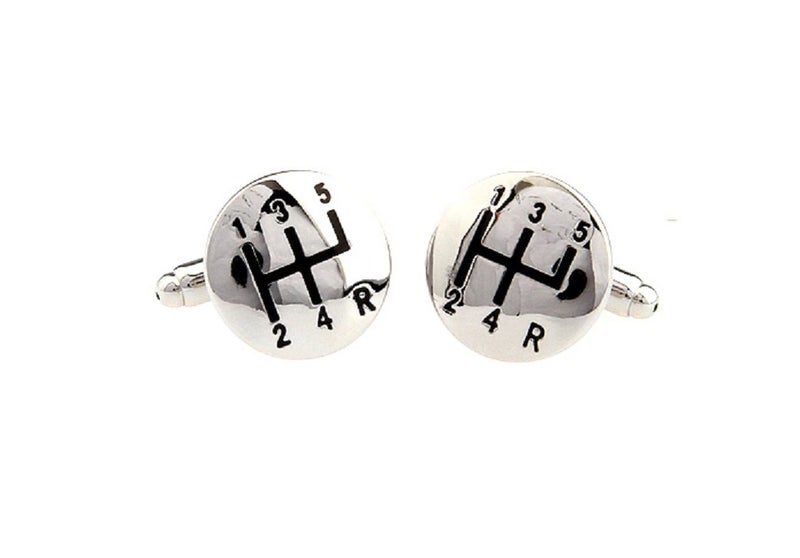 MRCUFF 5 Speed Gear Stick Shifter Shift Knob Car Auto Racing Race Pair Cufflinks in a Presentation Gift Box & Polishing Cloth - Image 3