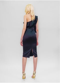 BITOLIA GALLERY Midi Cold Shoulder Ruffles Dress Black  - Image 2