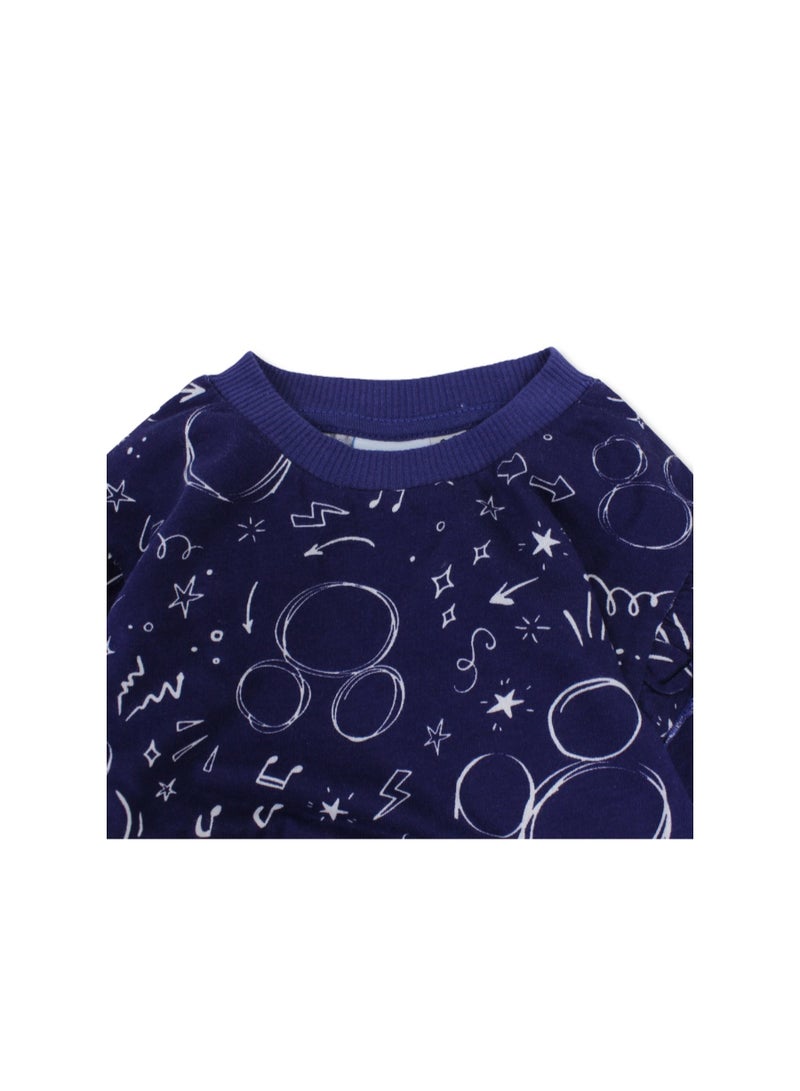 MTG Girls Cotton Long Sleeve Dress – Blue with All-Over Mickey Print - Image 3