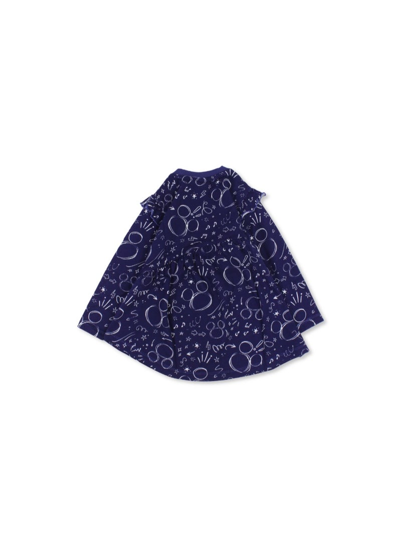 MTG Girls Cotton Long Sleeve Dress – Blue with All-Over Mickey Print - Image 2