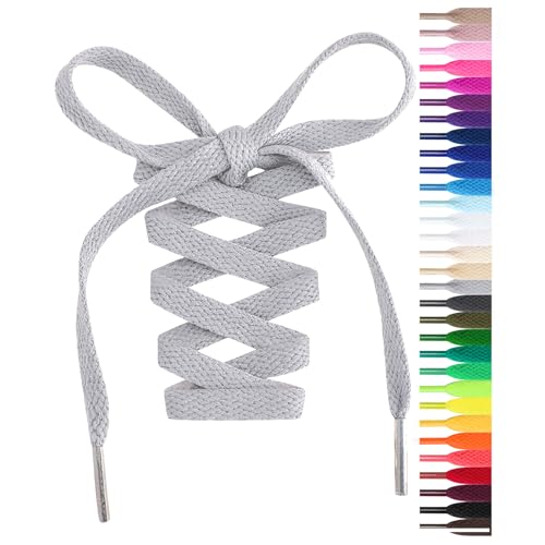 Handshop Flat Shoelaces 5/16" - Shoe Laces Replacements For Sneakers and Athletic Shoes Boots Light Gray 102cm - Image 1