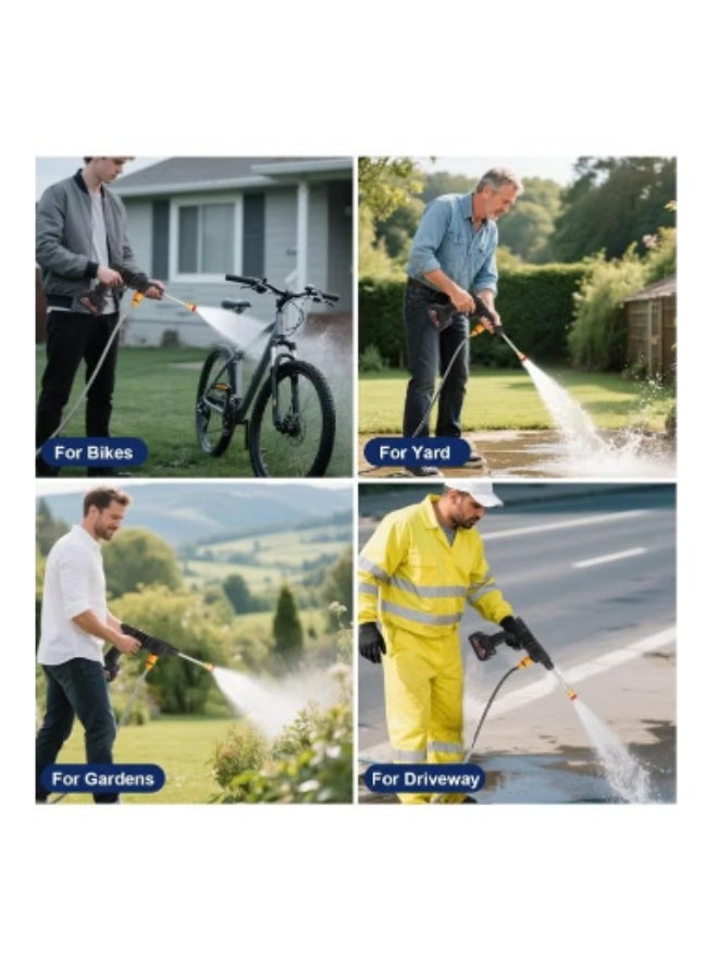 Portable High Pressure Water Gun,Rechargeable Cordless Pressure Washer With Tow 48V Lithium Battery, 5 m Hose and 3 Nozzles, Portable Washer Gun or Electric Washing Gun for Washing Cars, Floors, Garden. - Image 4