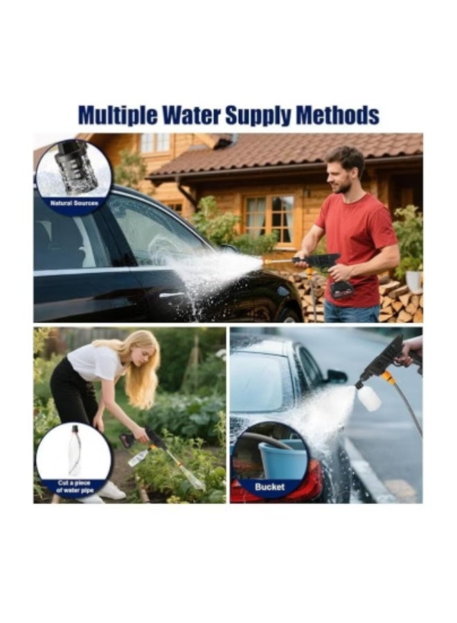 Portable High Pressure Water Gun,Rechargeable Cordless Pressure Washer With Tow 48V Lithium Battery, 5 m Hose and 3 Nozzles, Portable Washer Gun or Electric Washing Gun for Washing Cars, Floors, Garden. - Image 5