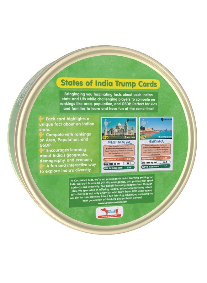 CocoMoco Kids States of India Trump Cards Game for Kids, Learning Game and Educational Toy, Birthday Return Gift for Kids Ages 6-7, 8-10, 11-12 Year Old Boys and Girls - Image 2