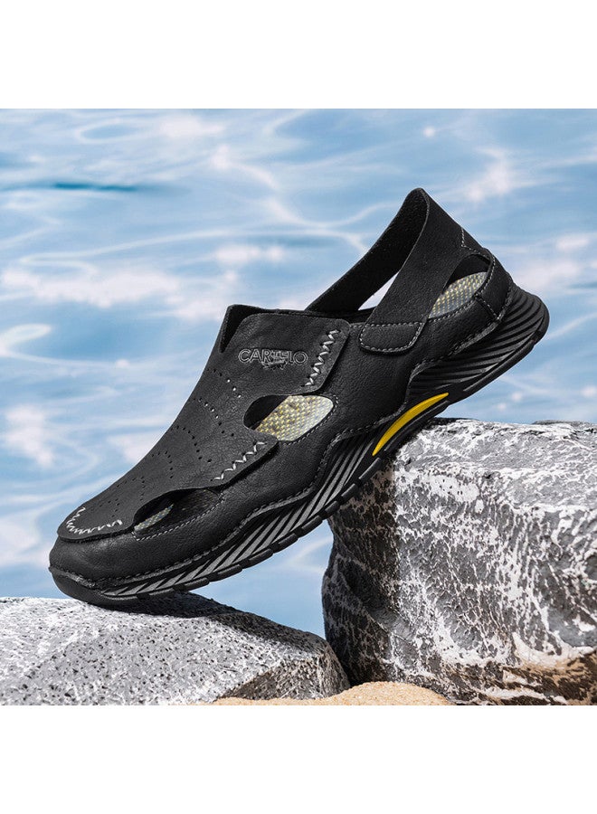 CARTELO Fresh And Breathable】handmade Men's Sandals, Outdoor Casual Leather Sandals, Beach Sandals, Versatile Men's Sandals - Image 2
