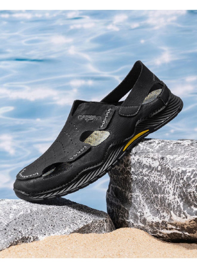 CARTELO Fresh And Breathable】handmade Men's Sandals, Outdoor Casual Leather Sandals, Beach Sandals, Versatile Men's Sandals - Image 1