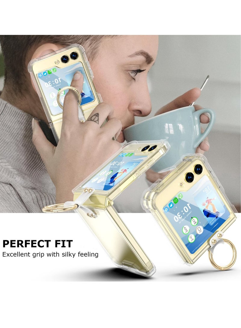كابتن تيك Anti-Fall Shockproof Protective Phone Cover Case, Designed for Samsung Galaxy Z Flip 5 Case Clear with Ring, Compatible with Galaxy Z Flip 5 Case 5 G 2023 (Clear) - Image 5
