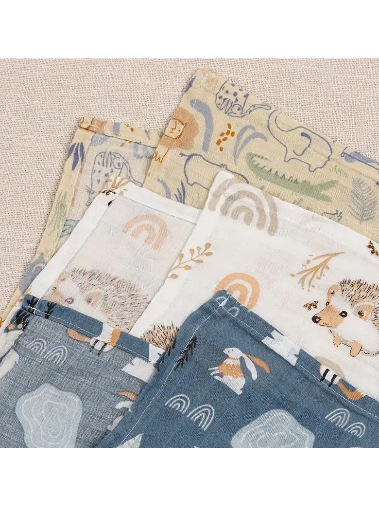 KangoKids 3pcs/Set Double Layer Muslin Blanket Receiving Blanket Swaddle wrap for Boys and Girls Soft Muslin Baby Swaddle Blankets Pastel Colors, Hand Wash Only, Perfect for Newborns & Infants, Infant Comfort, Whimsical Design  - Image 4