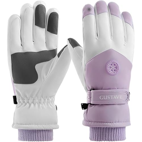 Gustave® Winter Gloves for Women - Warm, Splashproof, Windproof, Touch Screen Riding Gloves with Anti-Slip Grip and Premium Fabric for Hiking and Outdoor Activities, Purple - Image 1