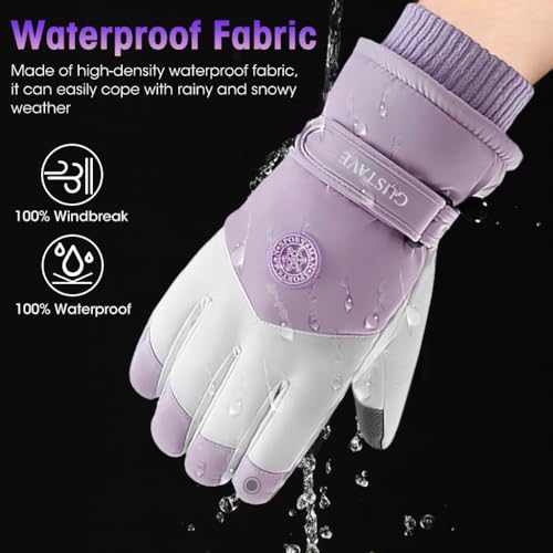 Gustave® Winter Gloves for Women - Warm, Splashproof, Windproof, Touch Screen Riding Gloves with Anti-Slip Grip and Premium Fabric for Hiking and Outdoor Activities, Purple - Image 2