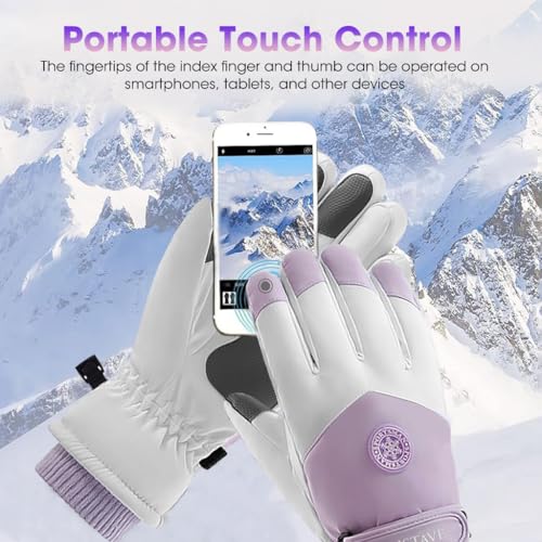 Gustave® Winter Gloves for Women - Warm, Splashproof, Windproof, Touch Screen Riding Gloves with Anti-Slip Grip and Premium Fabric for Hiking and Outdoor Activities, Purple - Image 3