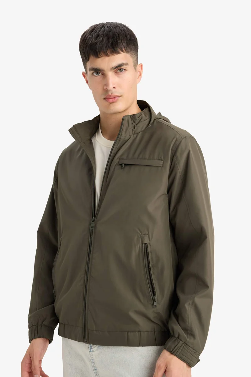 Defacto  Regular Fit Cotton Lined Zippered Waterproof Jacket for Men | Best Price UAE