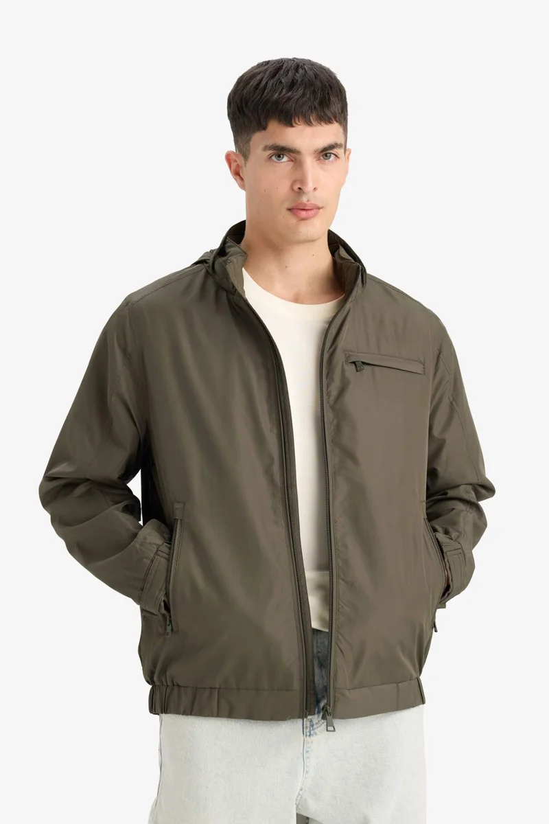 Defacto  Regular Fit Cotton Lined Zippered Waterproof Jacket for Men | Best Price UAE