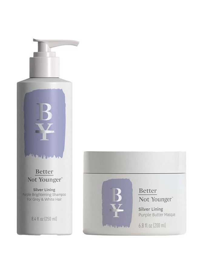 Better Not Younger Silver Lining Purple Brightening Volumizing Strengthening Shampoo And 6.8 Fl Oz Purple Butter Masque Set  - Image 2