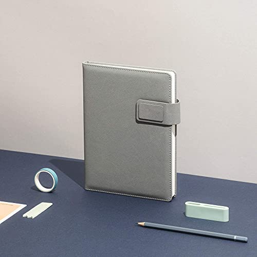 REGAL Premium PU Leather A-5 Office Notebook Diary Journal with Smart Magnetic Flap Closure, 192 pages 80 gsm (Silver Grey) - Image 2