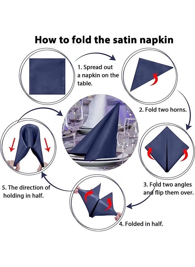 Arabest Cloth Napkins - 17 x 17 Inch Navy Blue Dinner Napkins - Set of 20 Soft & Absorbent Washable Fabric Cloth Table Napkins with Hemmed Edges for Hotel Restaurant, Holiday Parties & Wedding - Image 3