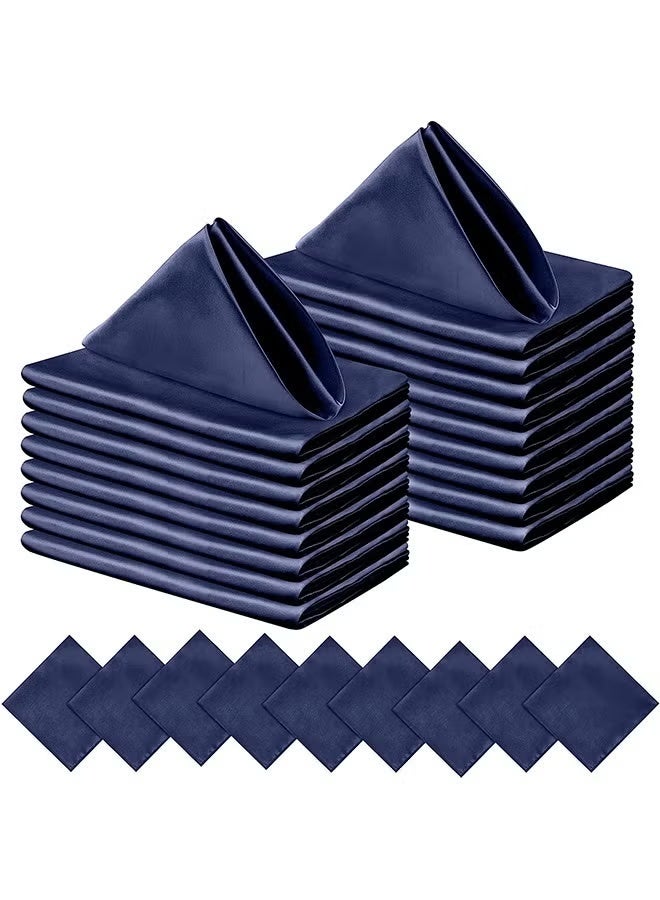 Arabest Cloth Napkins - 17 x 17 Inch Navy Blue Dinner Napkins - Set of 20 Soft & Absorbent Washable Fabric Cloth Table Napkins with Hemmed Edges for Hotel Restaurant, Holiday Parties & Wedding - Image 1