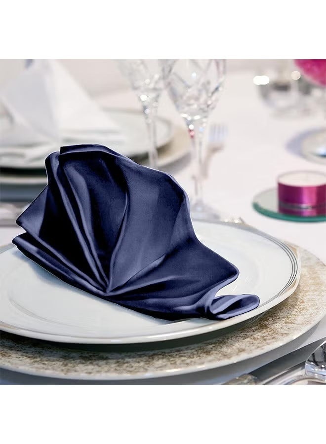 Arabest Cloth Napkins - 17 x 17 Inch Navy Blue Dinner Napkins - Set of 20 Soft & Absorbent Washable Fabric Cloth Table Napkins with Hemmed Edges for Hotel Restaurant, Holiday Parties & Wedding - Image 5