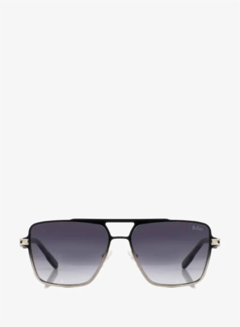 لي كوبر Polarized Sunglasses Black+silver Frame Gradient Grey Mirror Lens 58mm  - LCM10246C1