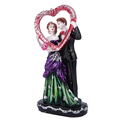 CraftVatika Romantic Love Couple with Heart Shape Statue Showpiece for Valentine Day, Standing Couple Sculpture Gift for Home Decor, Table Top, Couple, (5.8x3.2x11.3 Inches) - Image 4