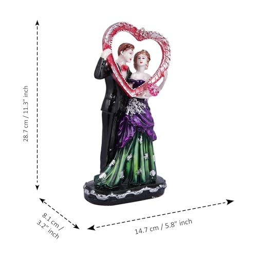 CraftVatika Romantic Love Couple with Heart Shape Statue Showpiece for Valentine Day, Standing Couple Sculpture Gift for Home Decor, Table Top, Couple, (5.8x3.2x11.3 Inches) - Image 3