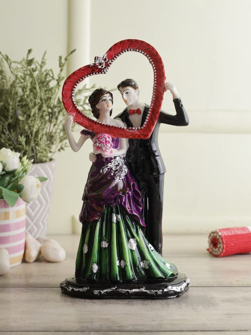 CraftVatika Romantic Love Couple with Heart Shape Statue Showpiece for Valentine Day, Standing Couple Sculpture Gift for Home Decor, Table Top, Couple, (5.8x3.2x11.3 Inches) - Image 2