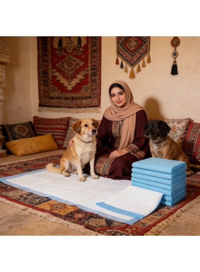 وسادات تبول للاستعمال مرة واحدة، سريعة الجفاف ومضادة للتسرب، وسادات تدريب للحيوانات الأليفة تستخدم لمرة واحدة مع 5 طبقات عالية الامتصاص، وسادات للجراء للتدريب على استخدام المرحاض للحيوانات الأليفة مقاس 60 × 60 سم، 40 قطعة - Image 3